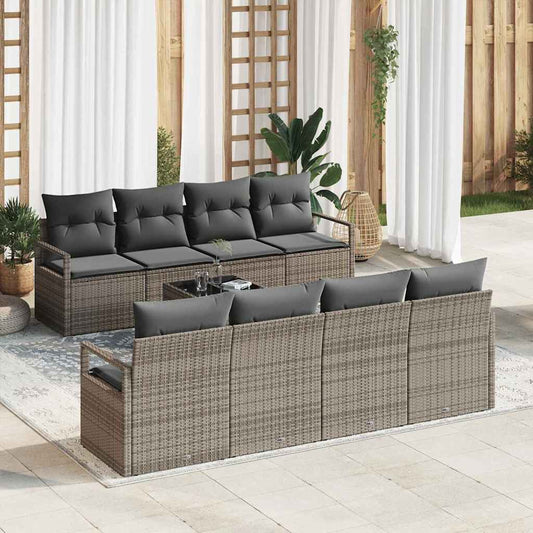 Garten-Sofa-Set mit Kissen 9 pcs Grau 55 x 55 x 37 cm