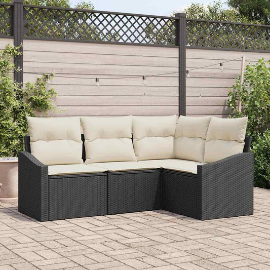 Garten Essgruppe mit Kissen 4 pcs Schwarz und Creme