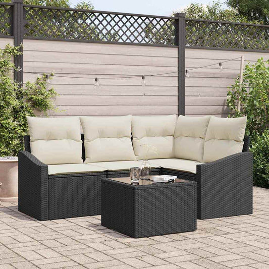 Garten Essgruppe mit Kissen mit Speicher 5 pcs Braun und Creme
