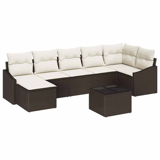 Garten Essgruppe mit Kissen mit Speicher 8 pcs Braun und Creme