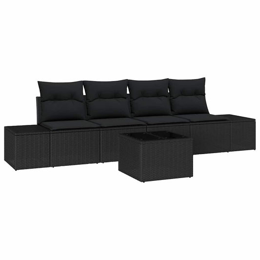 Garten-Sofa-Set mit Kissen 5 pcs Schwarz 55 x 55 x 37 cm