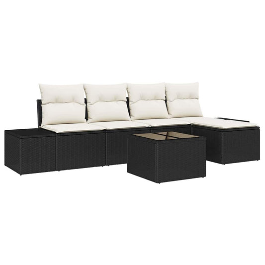 Garten-Sofa-Set mit Kissen mit Speicher 6 pcs Braun und Creme