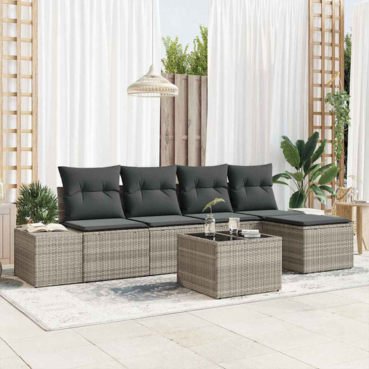 Garten-Sofa-Set mit Kissen mit Speicher 6 pcs Hellgrau
