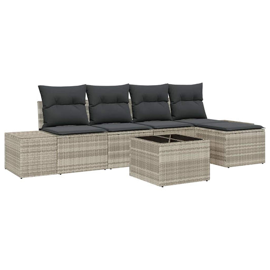 Garten-Sofa-Set mit Kissen mit Speicher 6 pcs Hellgrau