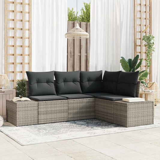 Garten-Sofa-Set mit Kissen mit Speicher 4 pcs Hellgrau