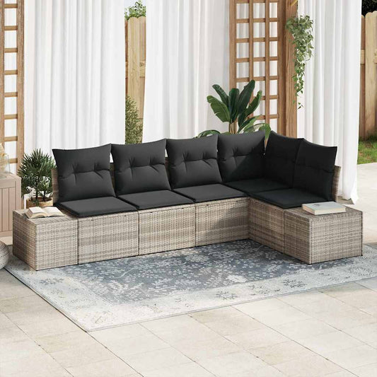Garten-Sofa-Set mit Kissen mit Speicher 5 pcs Hellgrau
