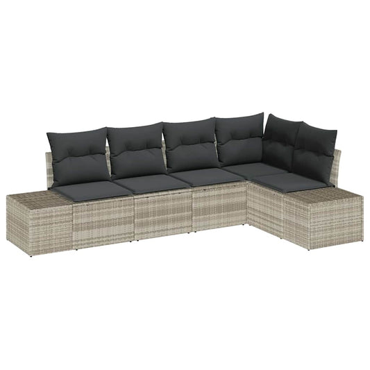 Garten-Sofa-Set mit Kissen mit Speicher 5 pcs Hellgrau