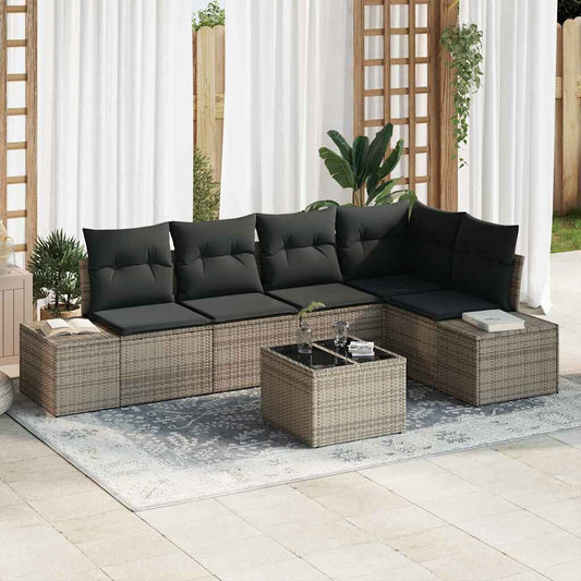 Garten-Sofa-Set mit Kissen mit Speicher 6 pcs Hellgrau