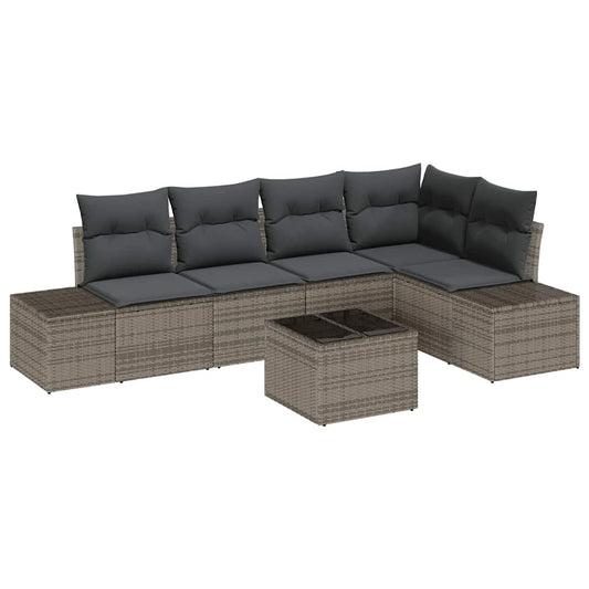 Garten-Sofa-Set mit Kissen mit Speicher 6 pcs Hellgrau