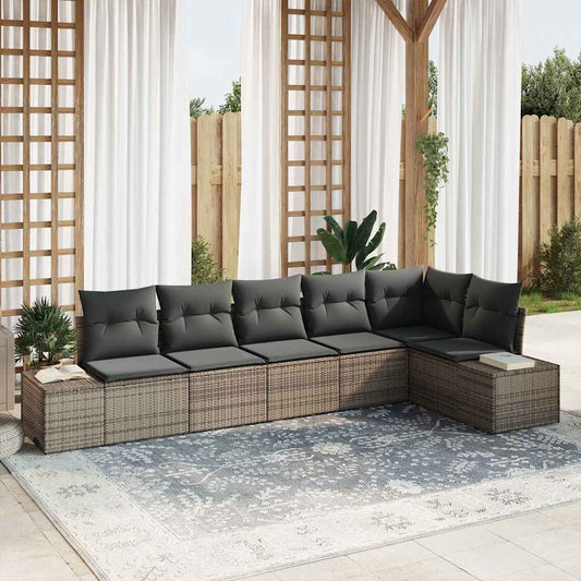 Garten-Sofa-Set mit Kissen mit Speicher 6 pcs Grau