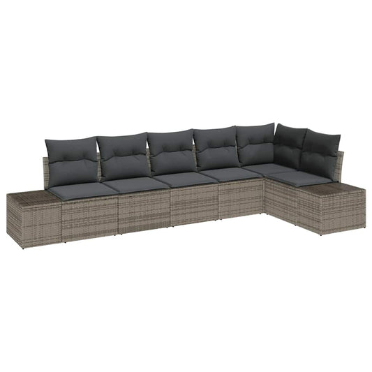 Garten-Sofa-Set mit Kissen mit Speicher 6 pcs Grau