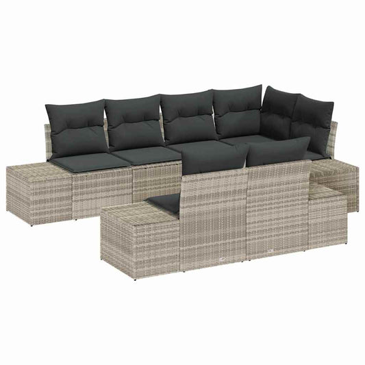 Garten-Sofa-Set mit Kissen mit Speicher 7 pcs Hellgrau