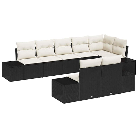 Garten-Sofa-Set 8 pcs Schwarz und Creme 319 x 154 x 85 cm