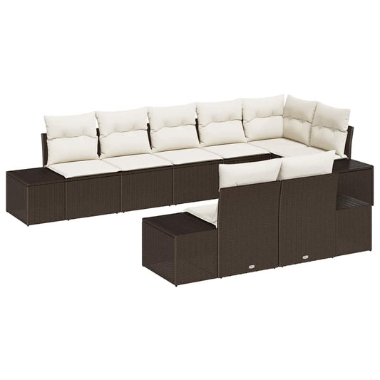 Garten-Sofa-Set 8 pcs Braun und Creme 319 x 154 x 85 cm