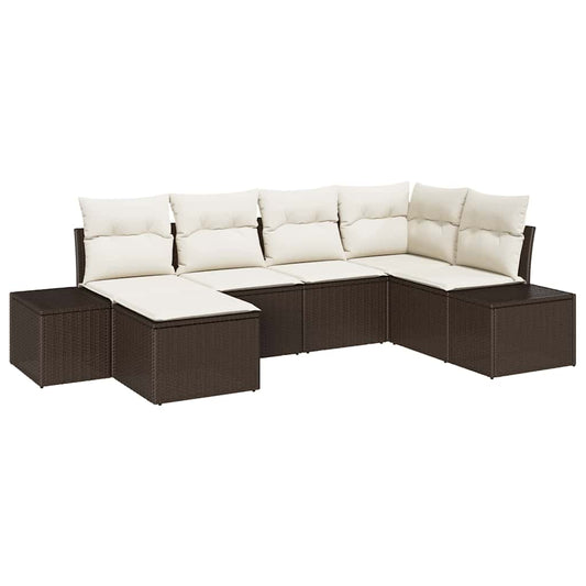 Garten-Sofa-Set 6 pcs Braun und Creme 264 x 154 x 85 cm