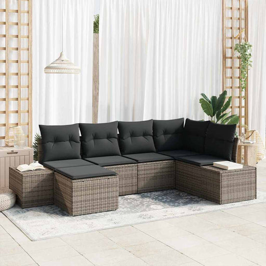 Garten-Sofa-Set 6 pcs Grau 264 x 154 x 85 cm Poly Rattan
