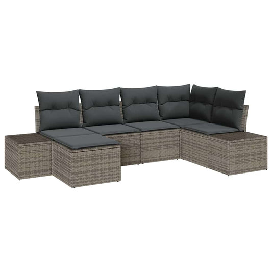 Garten-Sofa-Set 6 pcs Grau 264 x 154 x 85 cm Poly Rattan