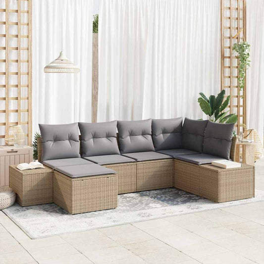 Garten-Sofa-Set 6 pcs Beige und Hellgrau 264 x 154 x 85 cm