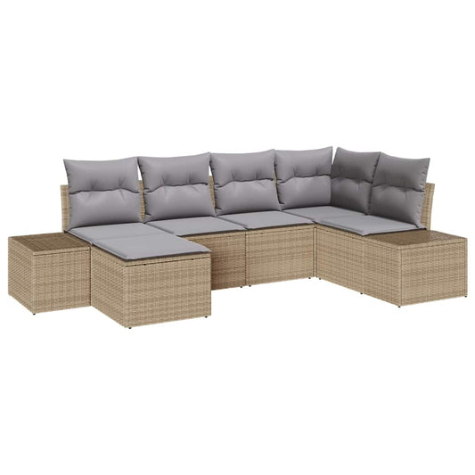 Garten-Sofa-Set 6 pcs Beige und Hellgrau 264 x 154 x 85 cm