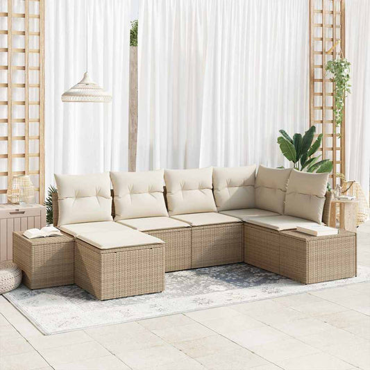 Garten-Sofa-Set 6 pcs Beige und Creme 264 x 154 x 85 cm