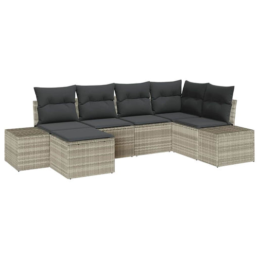 Garten-Sofa-Set 6 pcs Hellgrau 264 x 154 x 85 cm Poly Rattan