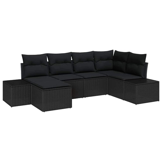 Garten-Sofa-Set 6 pcs Schwarz 264 x 154 x 85 cm Poly Rattan