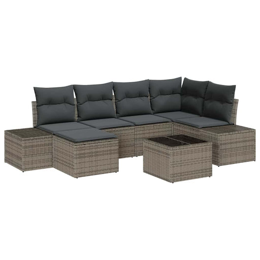 Garten-Sofa-Set 7 pcs Grau 264 x 154 x 85 cm Poly Rattan