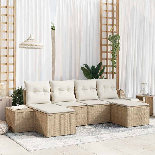 Garten-Sofa-Set 6 pcs Beige und Creme 184 x 62 x 85 cm