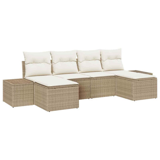 Garten-Sofa-Set 6 pcs Beige und Creme 184 x 62 x 85 cm