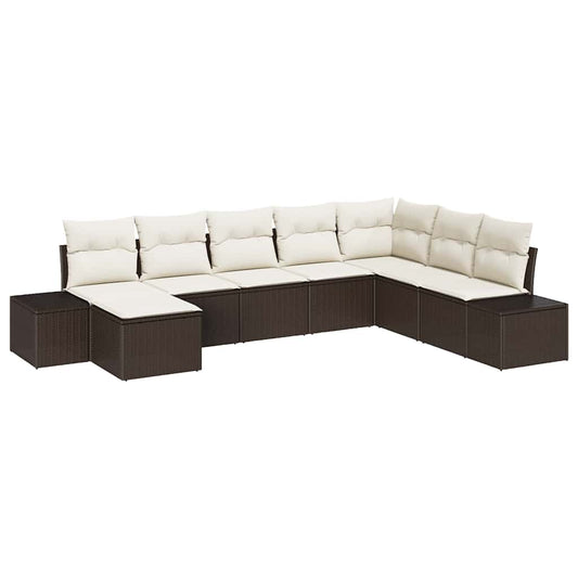 Garten-Sofa-Set 8 pcs Braun und Creme 319 x 209 x 85 cm