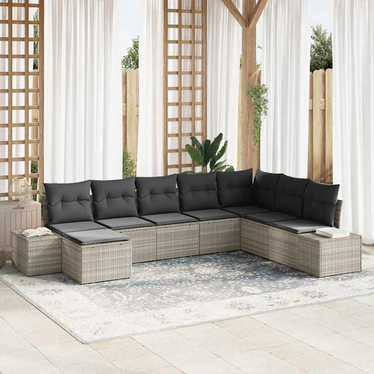 Garten-Sofa-Set 8 pcs Hellgrau 319 x 209 x 85 cm Poly Rattan