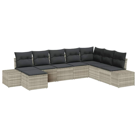 Garten-Sofa-Set 8 pcs Hellgrau 319 x 209 x 85 cm Poly Rattan