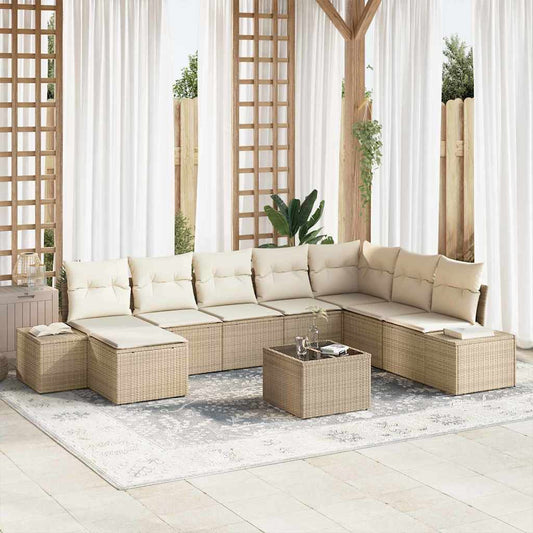 Garten-Sofa-Set 9 pcs Beige und Creme 319 x 209 x 85 cm