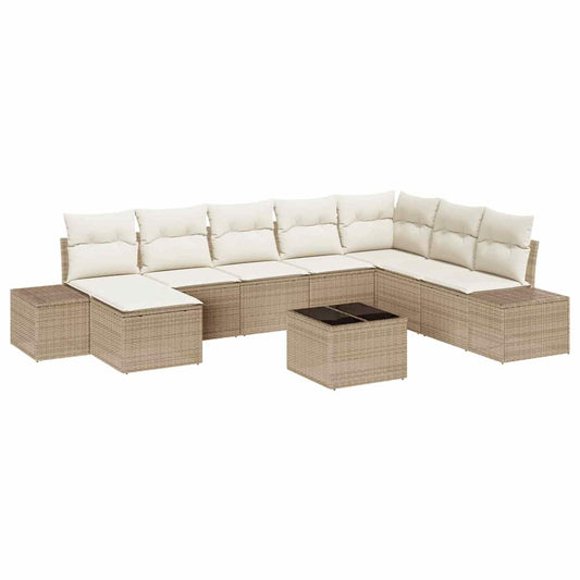 Garten-Sofa-Set 9 pcs Beige und Creme 319 x 209 x 85 cm