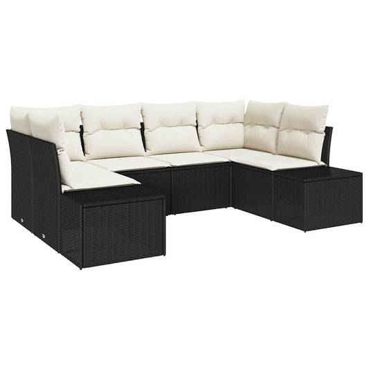 Garten-Sofa-Set 6 pcs Schwarz und Creme 234 x 154 x 85 cm