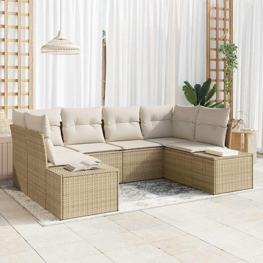 Garten-Sofa-Set 6 pcs Beige und Creme 234 x 154 x 85 cm
