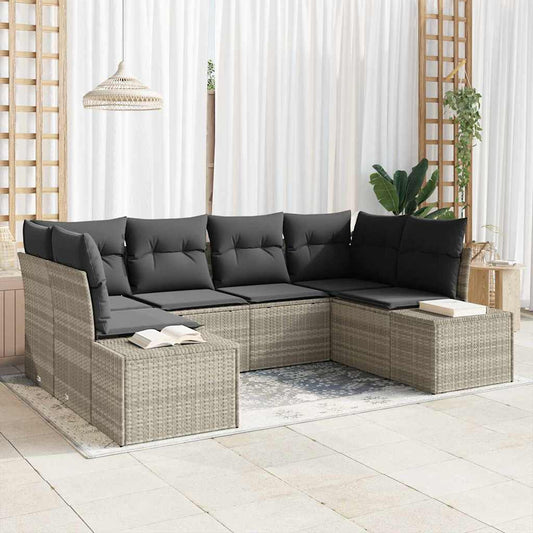 Garten-Sofa-Set 6 pcs Hellgrau 234 x 154 x 85 cm Poly Rattan