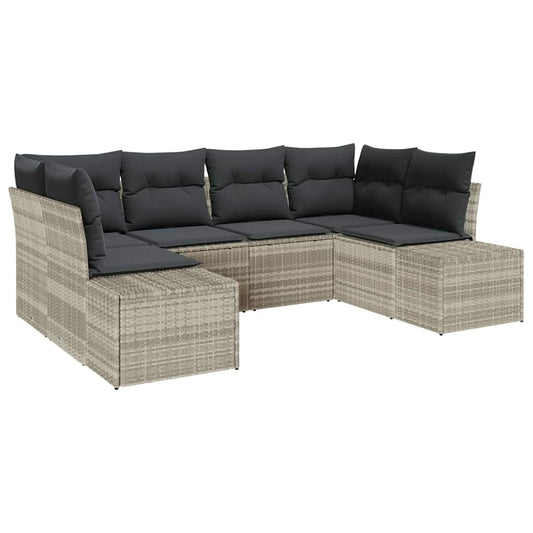 Garten-Sofa-Set 6 pcs Hellgrau 234 x 154 x 85 cm Poly Rattan