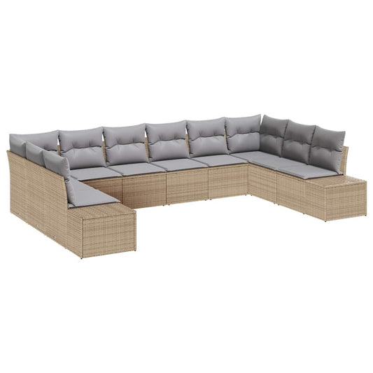 Garten-Sofa-Set 10 pcs Beige und Hellgrau 344 x 209 x 85 cm