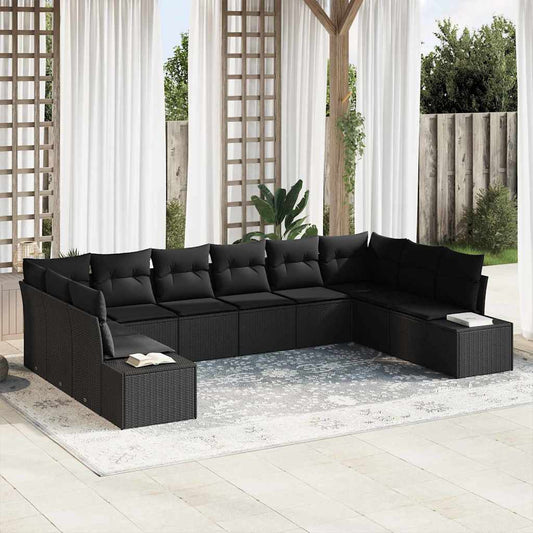 Garten-Sofa-Set 10 pcs Schwarz 344 x 209 x 85 cm Poly Rattan