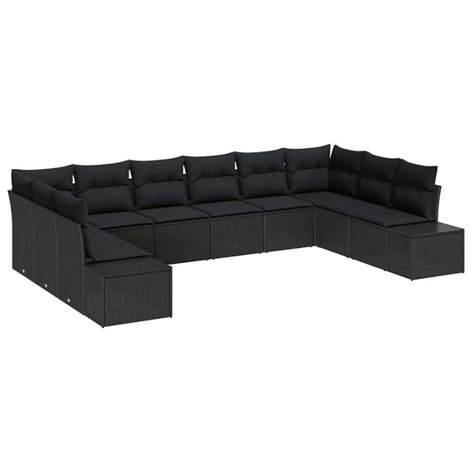 Garten-Sofa-Set 10 pcs Schwarz 344 x 209 x 85 cm Poly Rattan