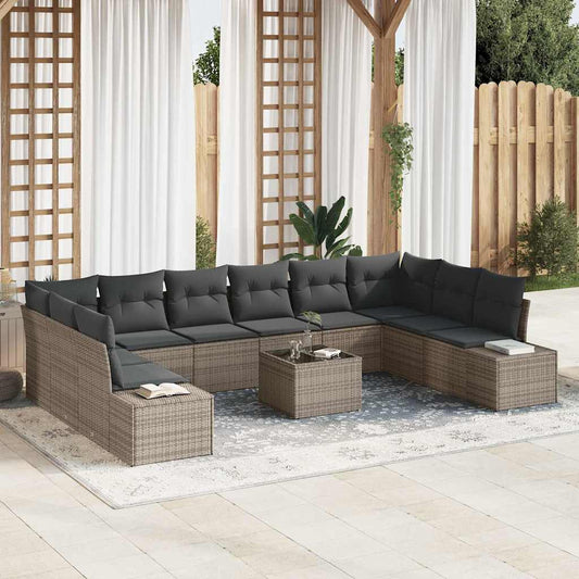 Garten-Sofa-Set 11 pcs Grau 344 x 209 x 85 cm Poly Rattan