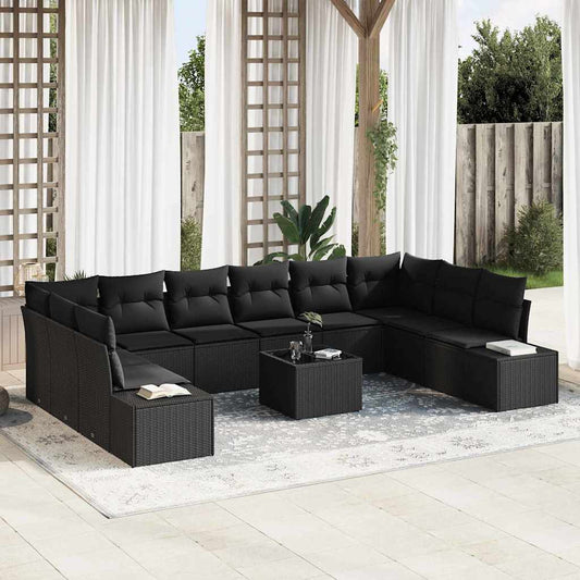 Garten-Sofa-Set 11 pcs Schwarz 344 x 209 x 85 cm Poly Rattan