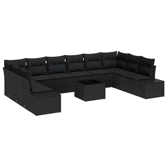 Garten-Sofa-Set 11 pcs Schwarz 344 x 209 x 85 cm Poly Rattan