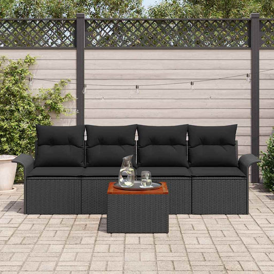 Garten-Sofa-Set mit Kissen 5 pcs Schwarz 55 x 55 x 37 cm