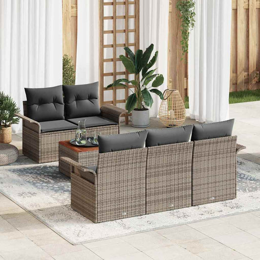 Garten-Sofa-Set mit Kissen 6 pcs Grau 55 x 55 x 37 cm