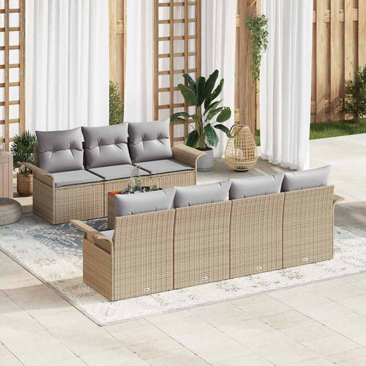 Garten-Sofa-Set 8 pcs Beige und Hellgrau 55 x 55 x 37 cm