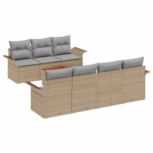 Garten-Sofa-Set 8 pcs Beige und Hellgrau 55 x 55 x 37 cm