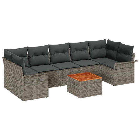 Garten-Sofa-Set mit Kissen 8 pcs Grau 55 x 55 x 37 cm