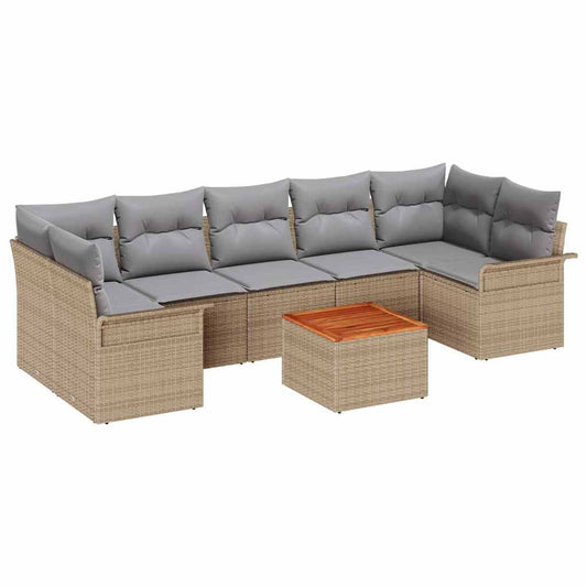 Garten-Sofa-Set 8 pcs Beige und Hellgrau 55 x 55 x 37 cm